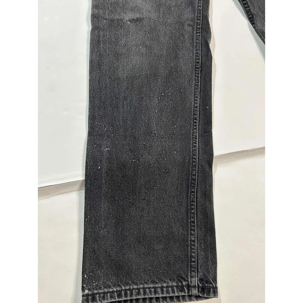 Levi's 505 Regular Fit Jeans Mens 34x32 Gray Black‎ Stonewash Denim Made in...